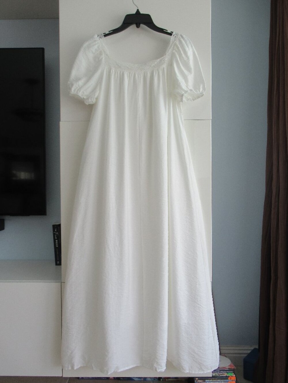 Flowy Summer Maxi Dress Sz S Lace Trim & Embellished w Seashells Fairycore White - Picture 4 of 13